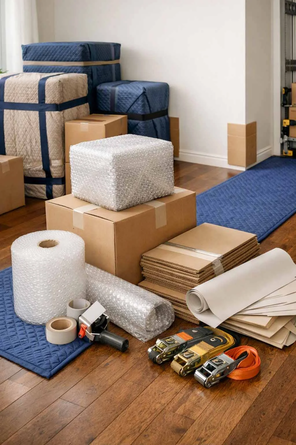 Professional packing materials and zero-damage protocols used by Easy Move Seattle to protect fragile items, walls, and floors during residential moves in King and Snohomish Counties.